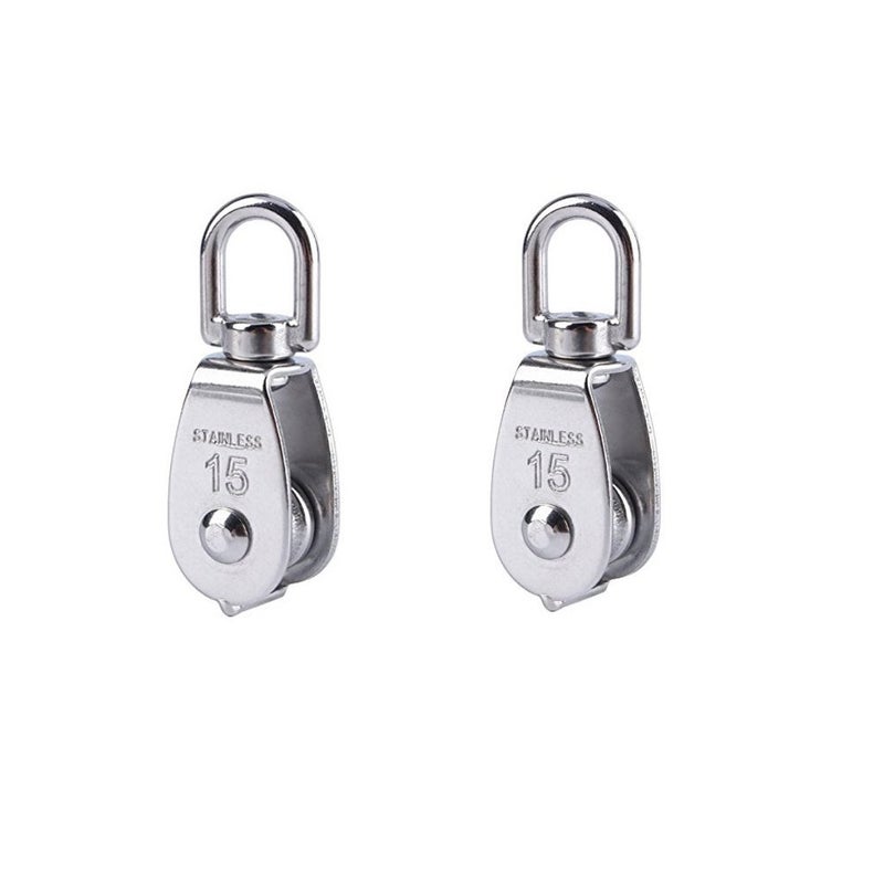 Nxtop Stainless Steel Wire Rope Crane Pulley Block M15 Lifting Crane Swivel Hook Single Pulley Block Hanging Wire Towing Wheel 6Pcs - Image 2
